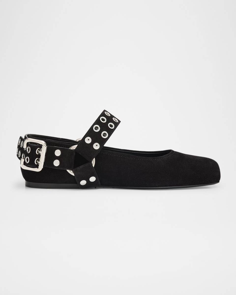 Biker Suede Ballerina Flats